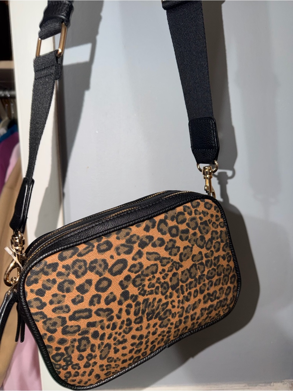 & Other Stories Leopard Print Crossbody Bag with Black Trim